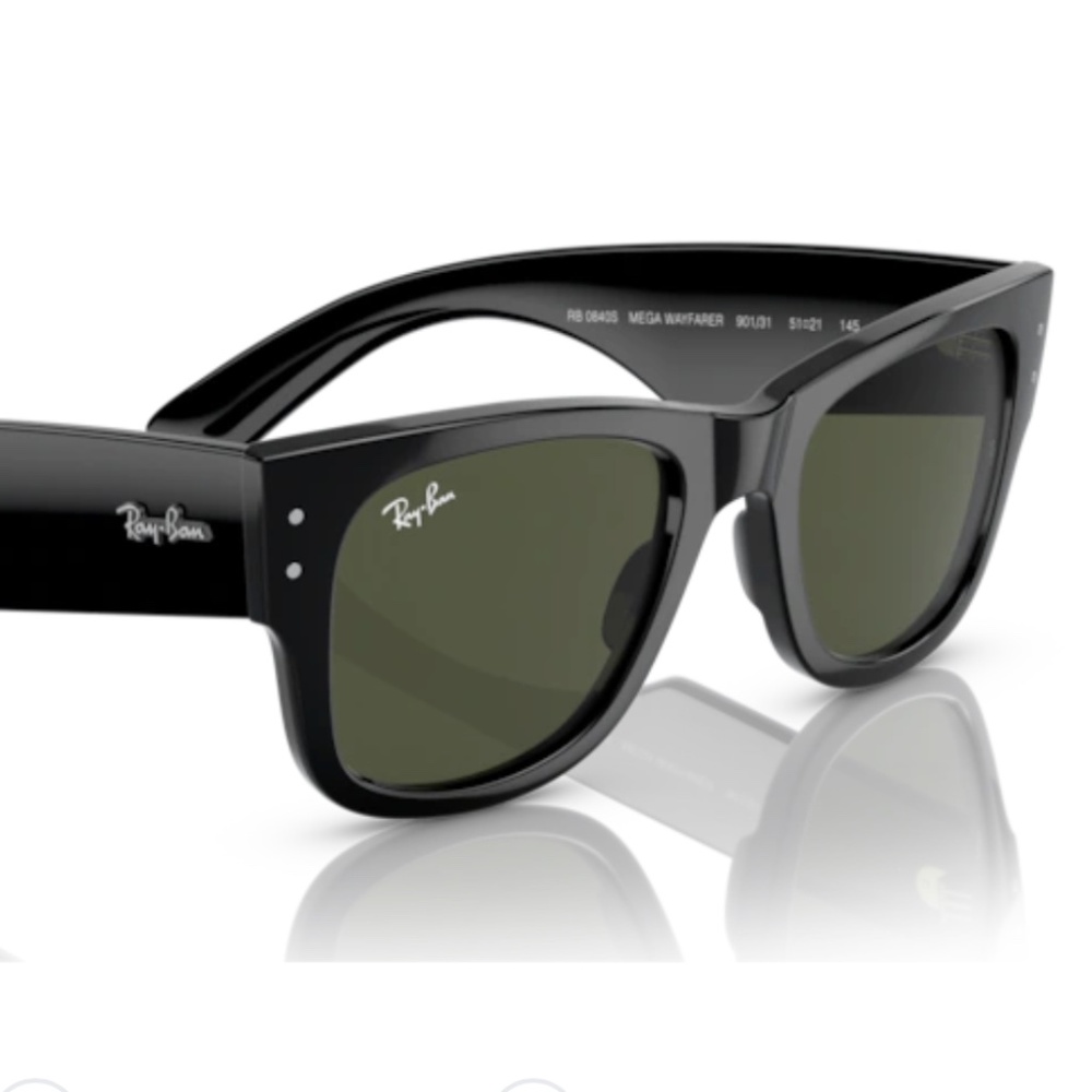 Ray Ban Mega Wayfarer RB0840S 901/31 51 Black w/ Green Sunglasses